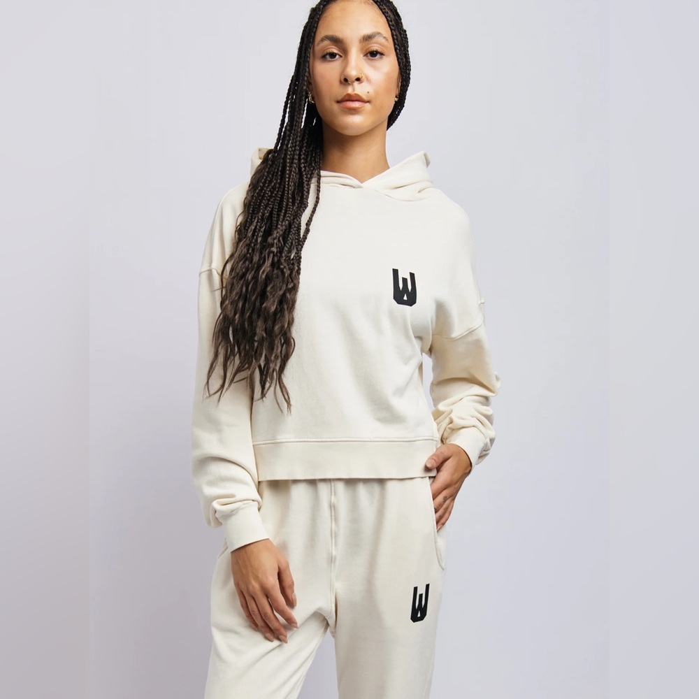URTHWEAR Icon Cloudfleece Cropped Hoodie Alabaster White Size M New 100% Cotton